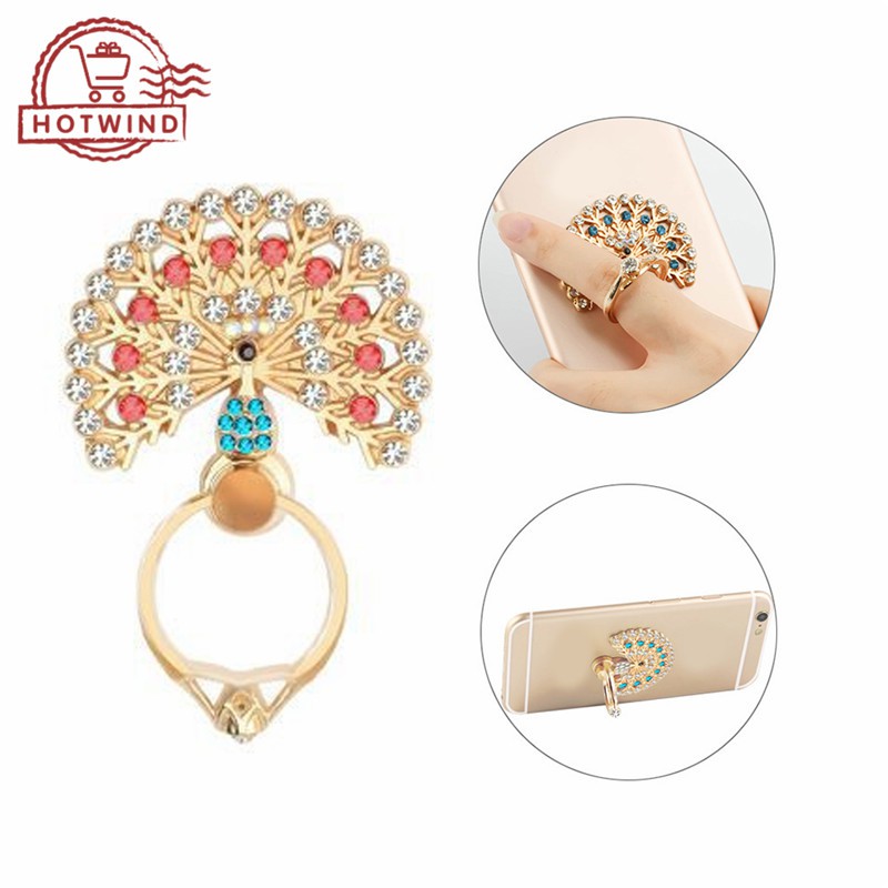 Vòng đỡ điện thoại bằng kim loại đính hạt sang trọng