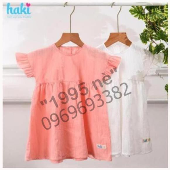 Váy bé gái liền vai tay quấn bèo HAKI-HK516, váy thiết kế cho bé, đầm hè cho bé gái ( Hàng Việt Nam xuất khẩu)