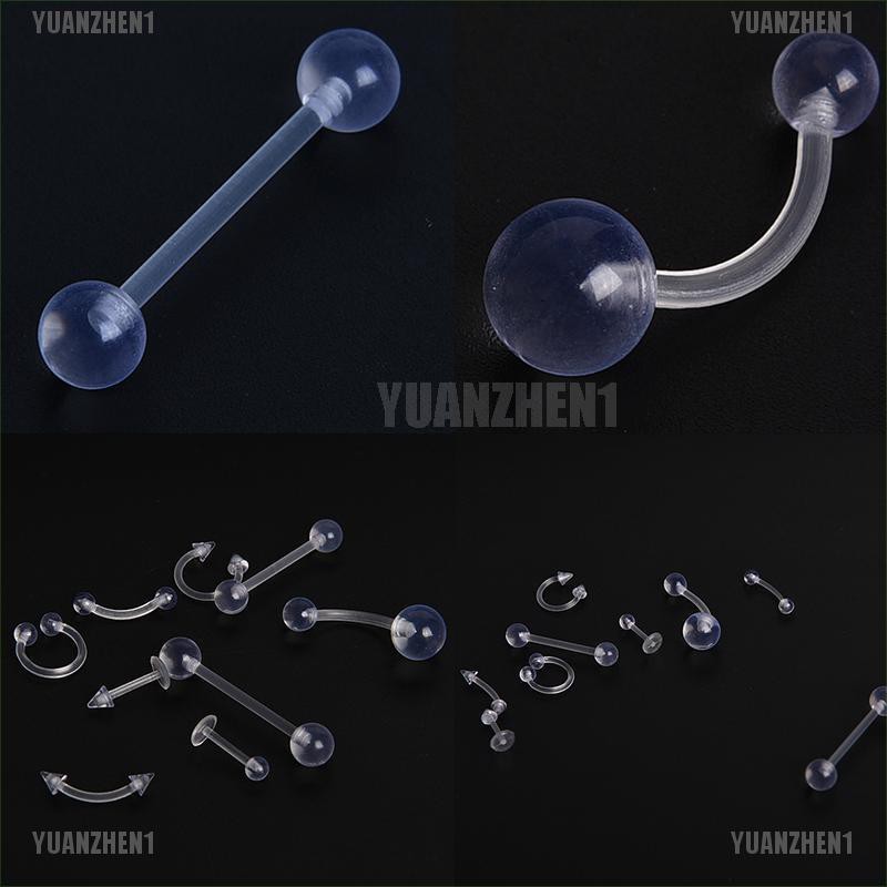 [YUANZHEN1] Set 9 Khuyên Rốn / Lưỡi / Môi / Rốn Trong Suốt