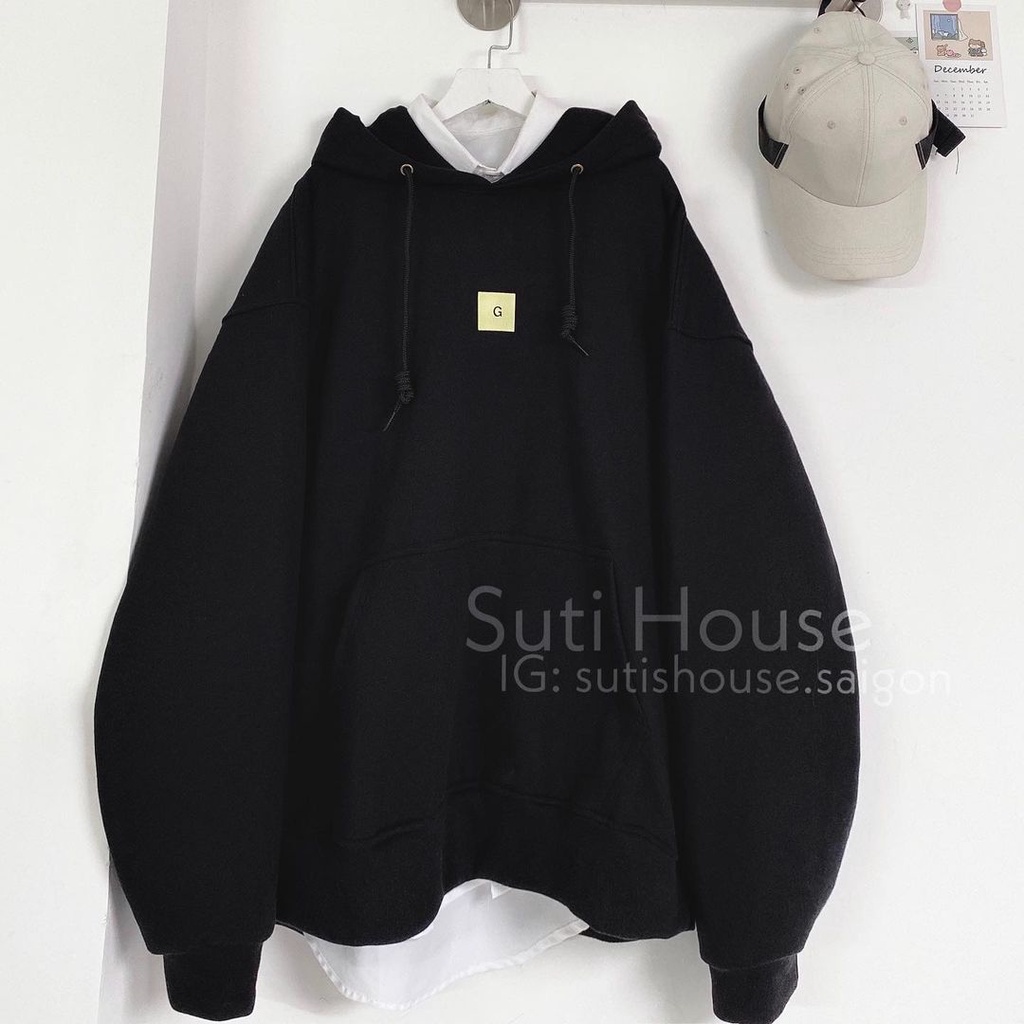 Áo Hoodie Chữ G Mee Nữ- Sweater nỉ dáng rộng tay bồng trơn 2 màu Đen|Be phong cách Hàn Quốc siêu xinh | WebRaoVat - webraovat.net.vn