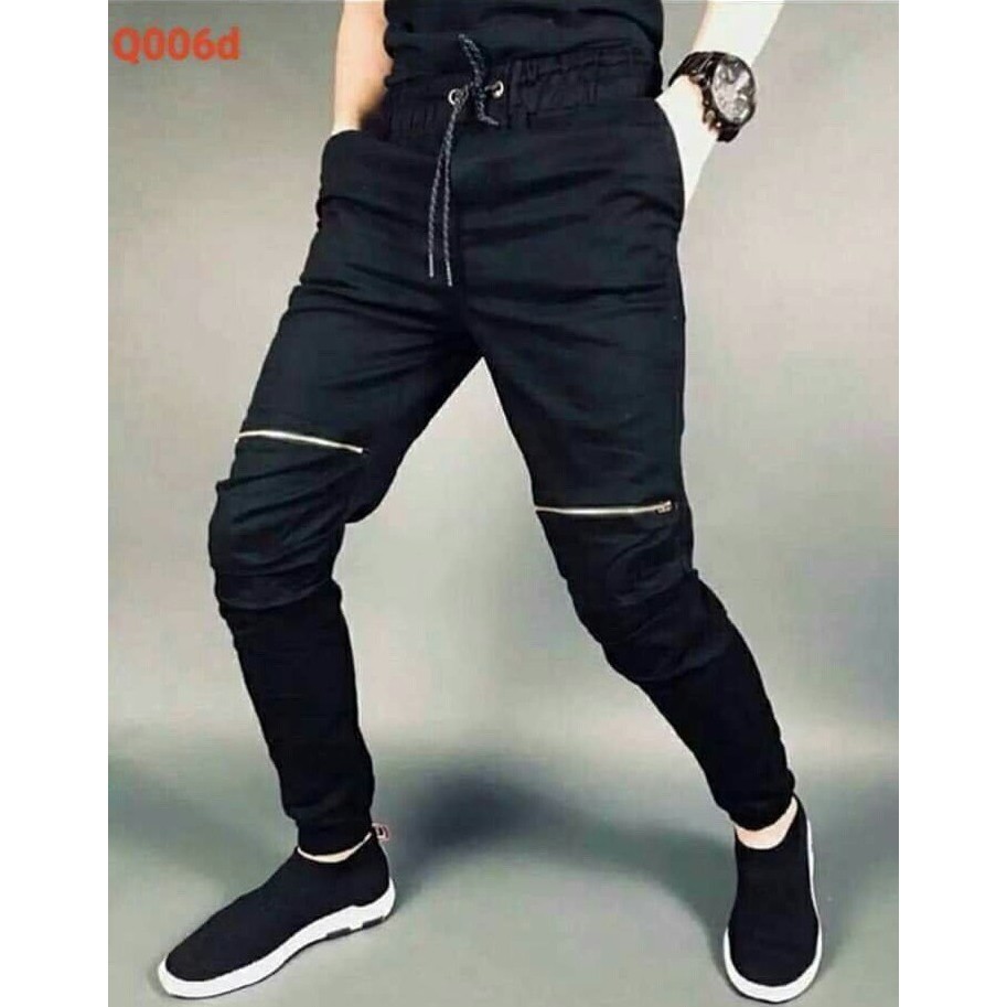 Quần Jogger Kaki Có Dây Kéo Zipper Khóa Gối Sành Điệu