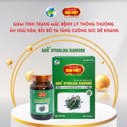 Tảo xoắn Đại Việt Davi Diamond Viên uống Spirulina - Hỗ trợ tăng cường sức khỏe, Nâng cao sức đề kháng DV5.1