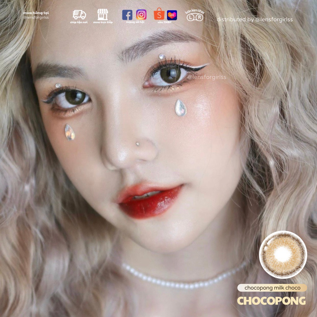 Lens nâng tông mắt nâu sữa có viền nhẹ nhàng CHOCOPONG MILK CHOCO - Made in Korea | HSD 3-6 tháng | Lens cận