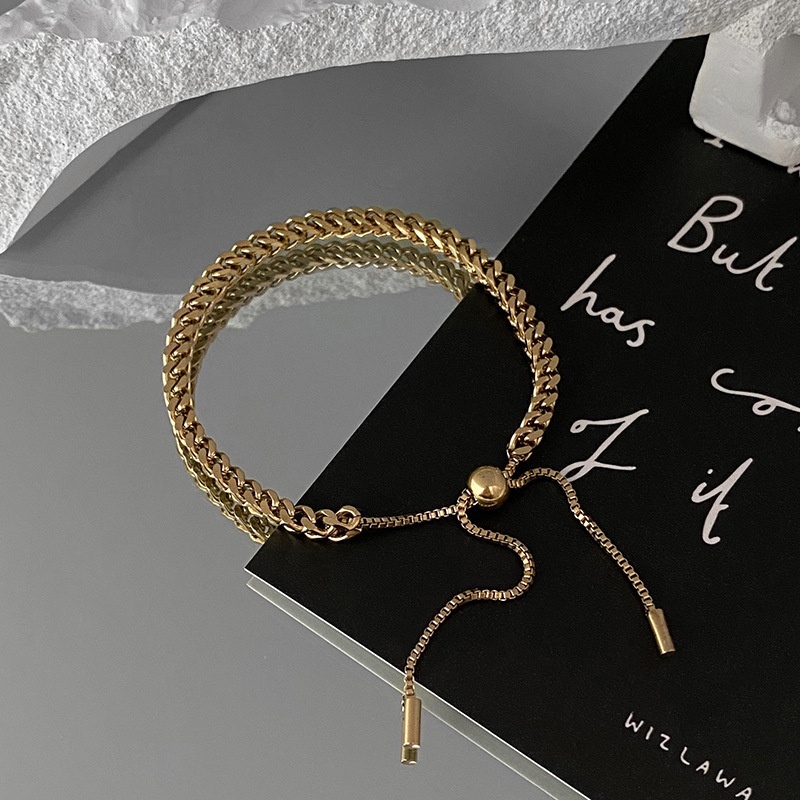 Molly™ Vòng Đeo Tay Mạ Vàng 18K Không Phai Màu Bằng Thép Titan Có Thể Điều Chỉnh Kích Cỡ Dành Cho Nữ