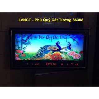 Đồng hồ lịch vạn niên - tranh đèn phú quý cát tường 86x45x7cm