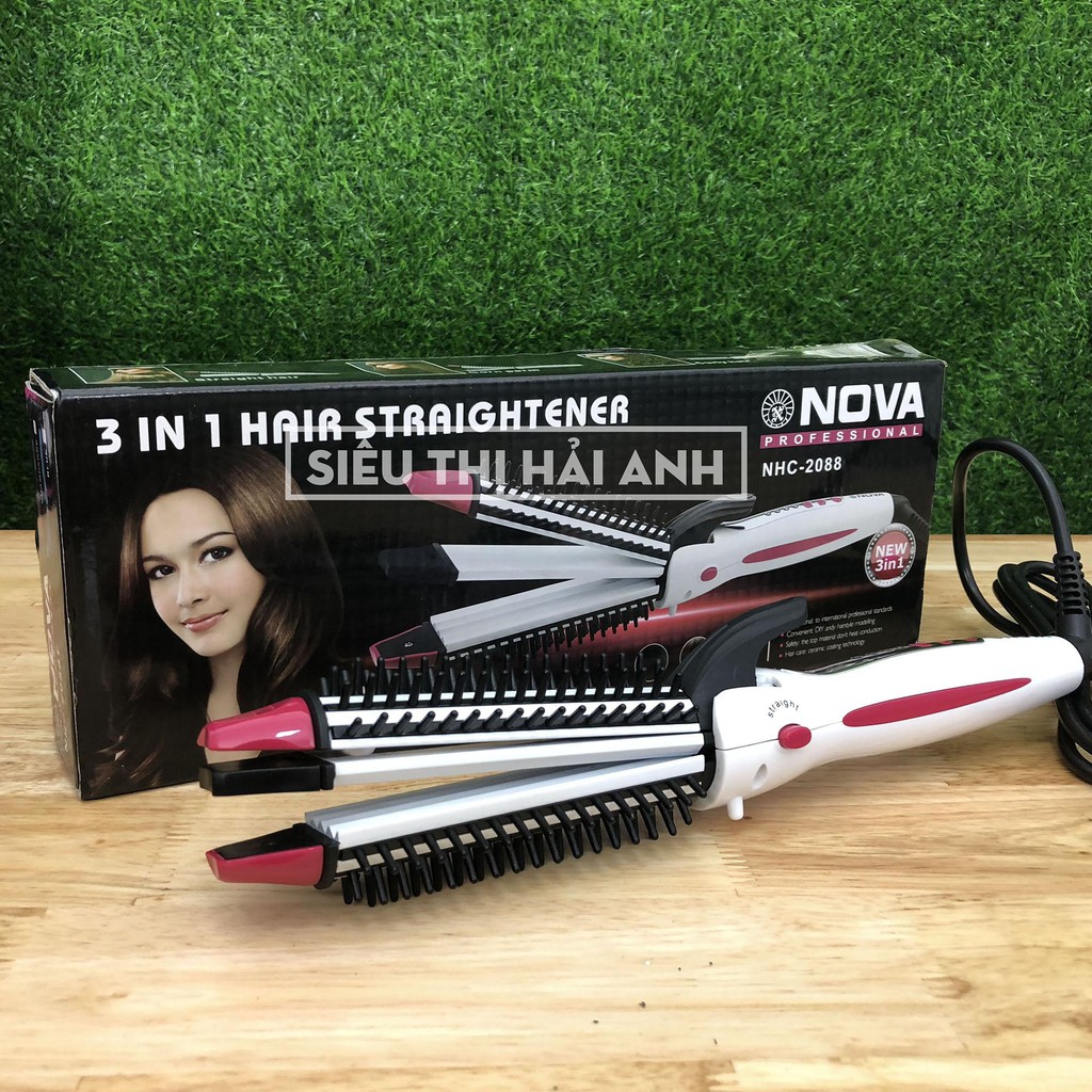 Máy làm tóc 3 trong 1 ép thẳng, dập xù, làm xoăn, NOVA 2088