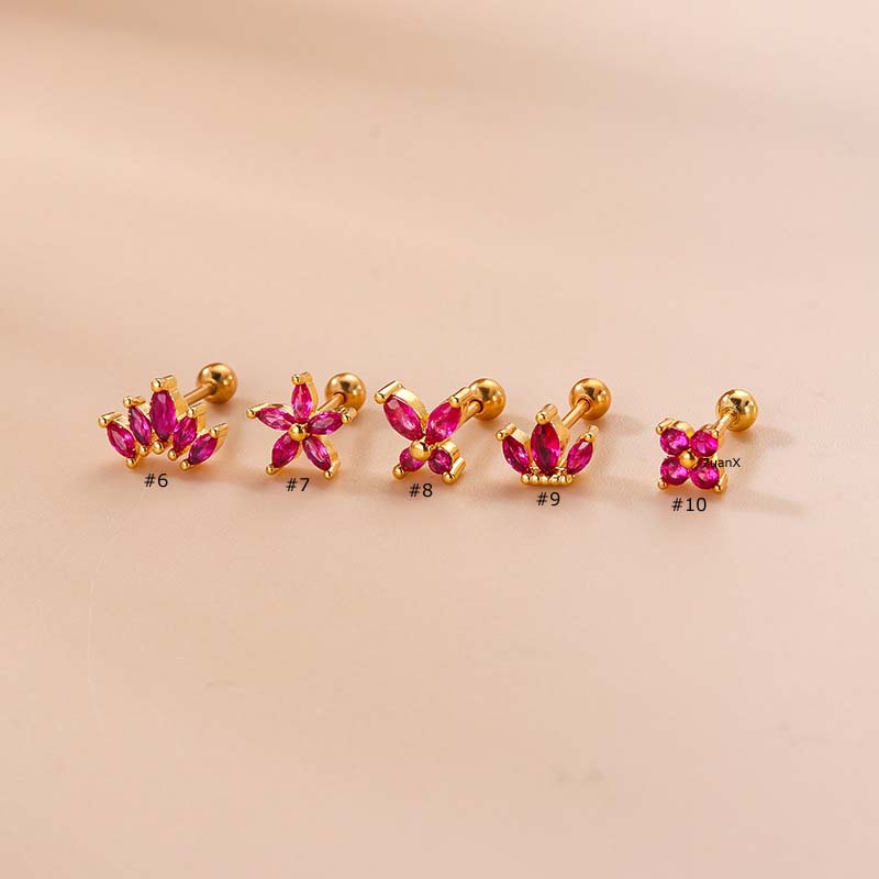 1 Khuyên Tai Hình Hoa Hồng Đính Đá Zircon Bằng Thép Không Gỉ Thời Trang