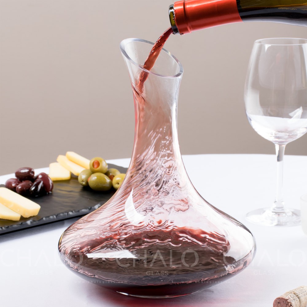 Bình thở rượu vang Decanter miệng vát 1800ml  - Sản xuất thủ công