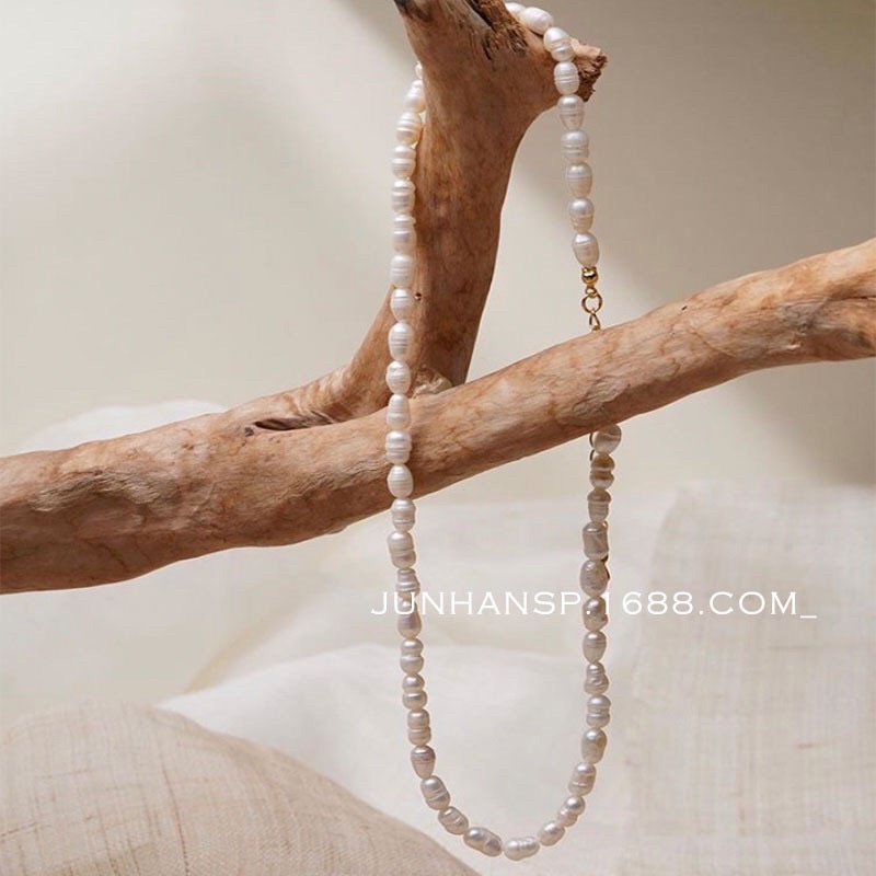 Chuỗi đeo cổ hạt hình gạo 3ly hạt rằn dị