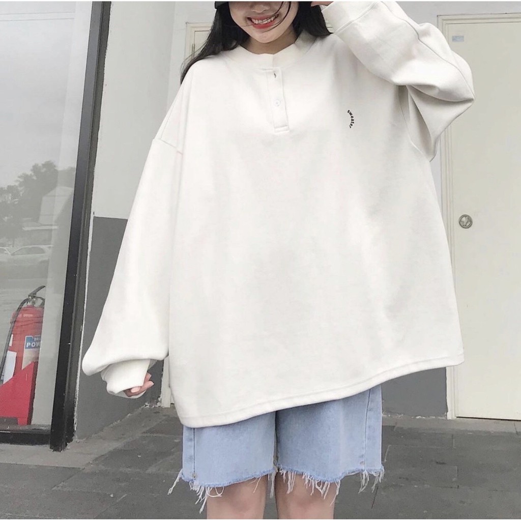Áo SWEATER CỔ TRỤ THÊU CHỮ Ulzzang Unisex 1hitshop | BigBuy360 - bigbuy360.vn
