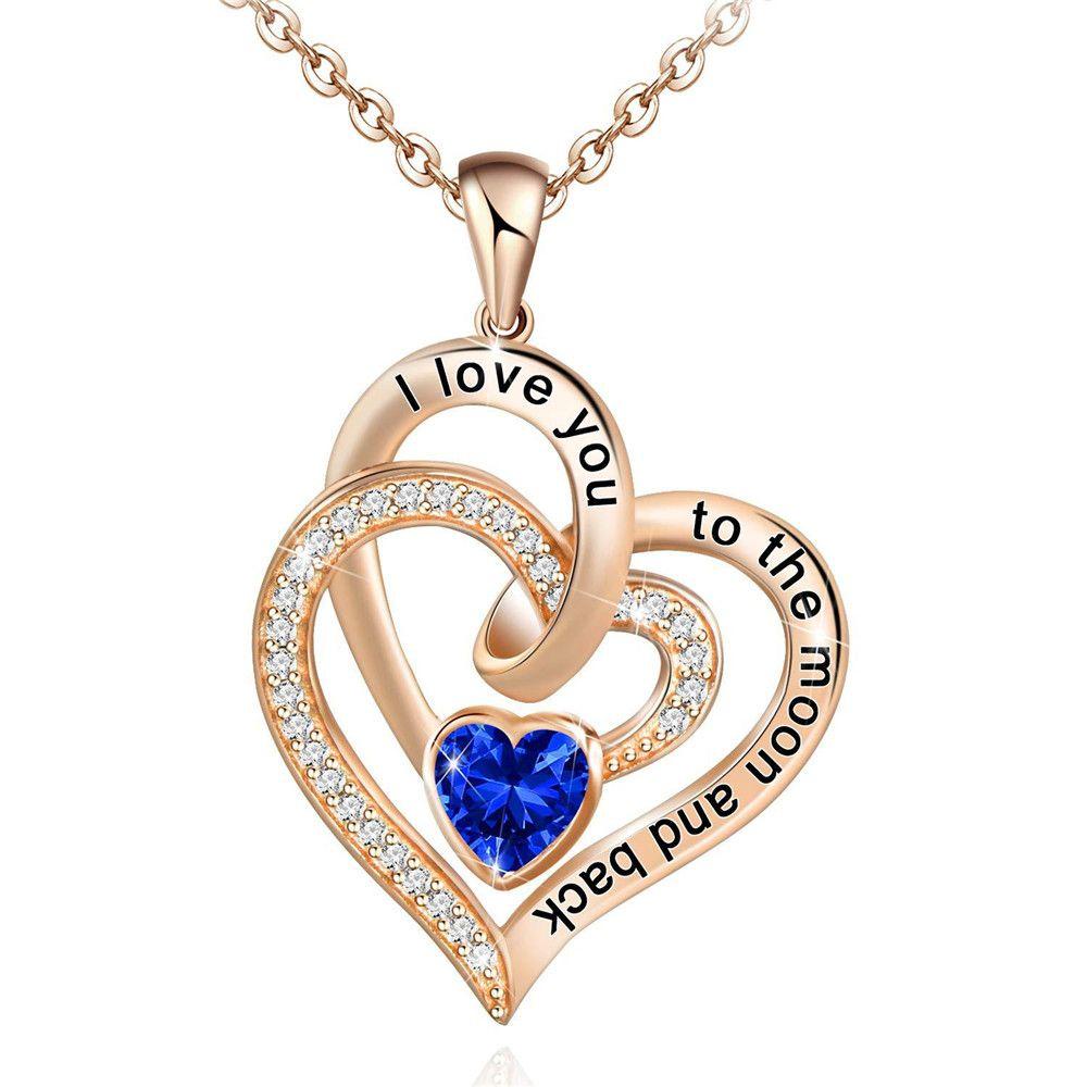 Vòng cổ Mặt Trăng Và Trái Tim Khắc Chữ I Love You to The Moon and Back