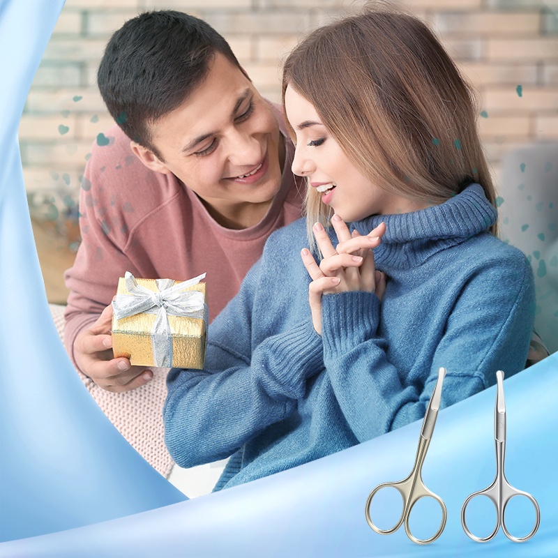 Kéo cắt tỉa lông mũi LLANO thép không gỉ thiết kế đầu tròn an toàn tiện lợi