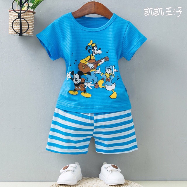 Bộ cotton tre KAIKAI sz Trung xuất Nhật in hình cute cho bé trai và bé gái