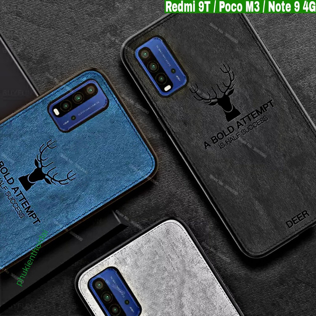 Ốp lưng Redmi 9T / Poco M3 / Note 9 4G chống sốc vân vải hươu thời trang cao cấp