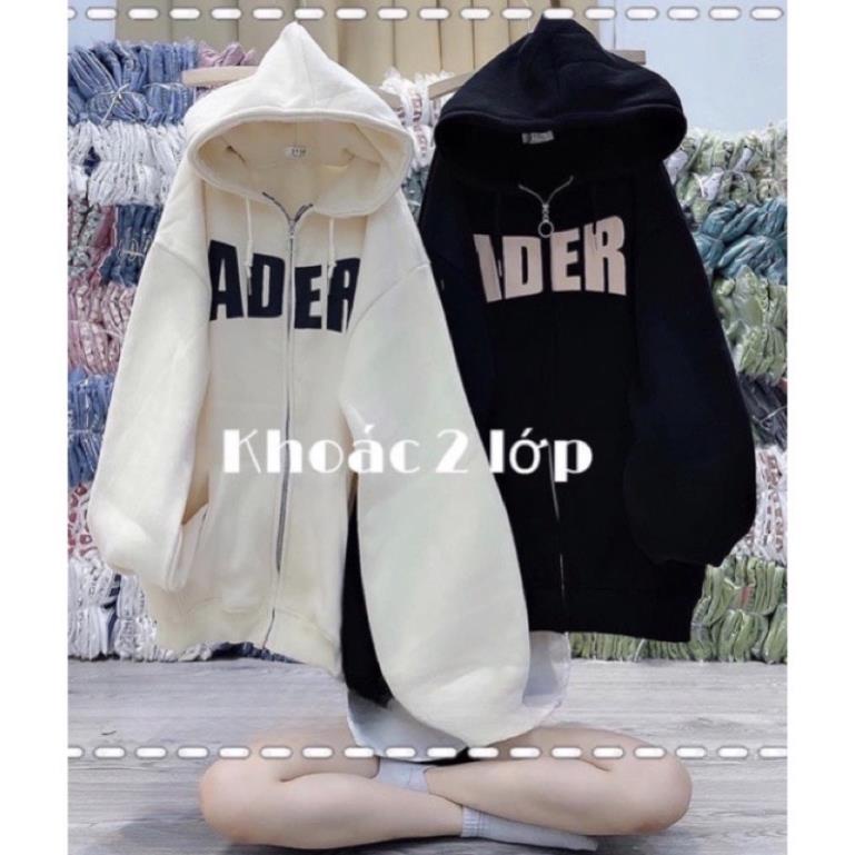 Áo Nỉ Khoá Hoodie Mũ 2 Lớp Form Rộng Nam Nữ ADER