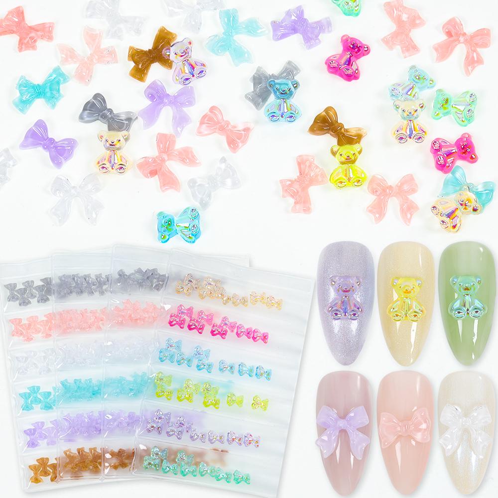 Túi 30 / 48 Hạt Nhựa Acrylic 6 Ngăn Dùng Trang Trí Móng Tay Nghệ Thuật