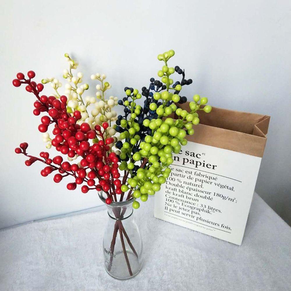 Nhánh Cây Berry Nhân Tạo 5 Bông Trang Trí Năm Mới