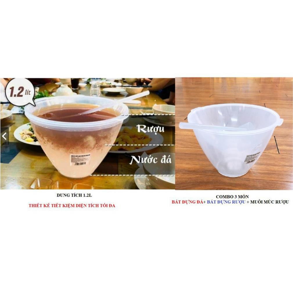 BÁT ƯỚP ĐÁ LẠNH ĐỰNG RƯỢU TIỆN DỤNG 1.2L KÈM MUỖNG MÚC RƯỢU TẶNG KÈM