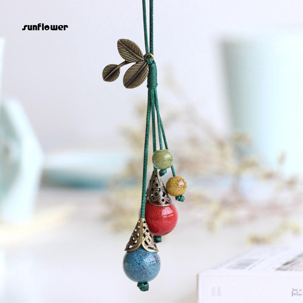 Vòng cổ Hạt Gốm Hình Lá Cho Nữ