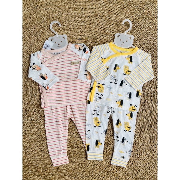 Bộ quần áo dài tay cài lệch cotton họa tiết cún Father Care cho bé