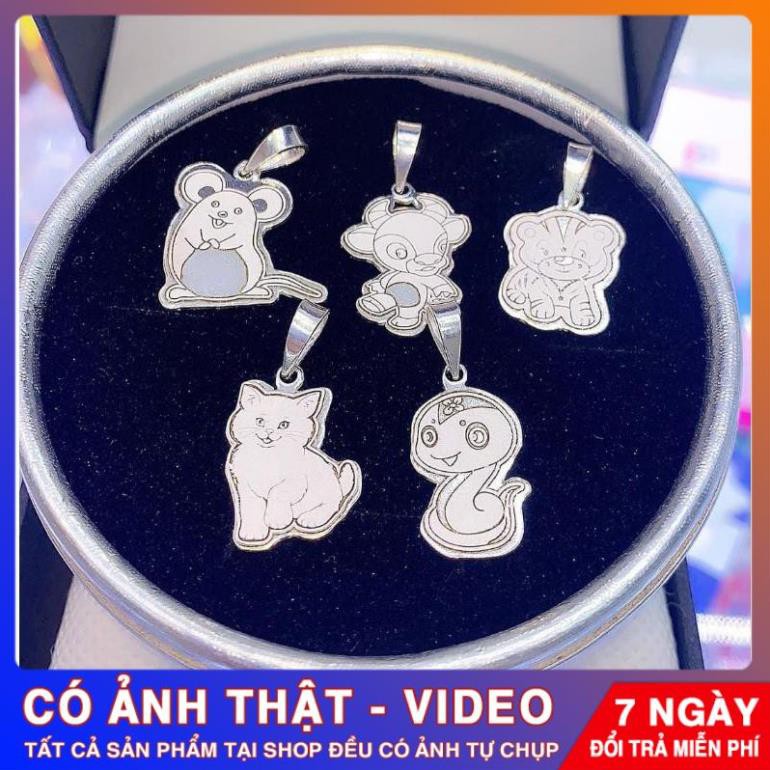 Mặt bạc nguyên chất❤ mặt 12 con giáp ❤ khắc thông tin 2 mặt