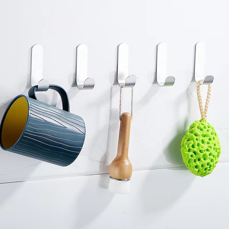 Set 5 Móc Treo Đồ Chữ J Bằng Thép Không Gỉ Dán Tường Tiết Kiệm Không Gian