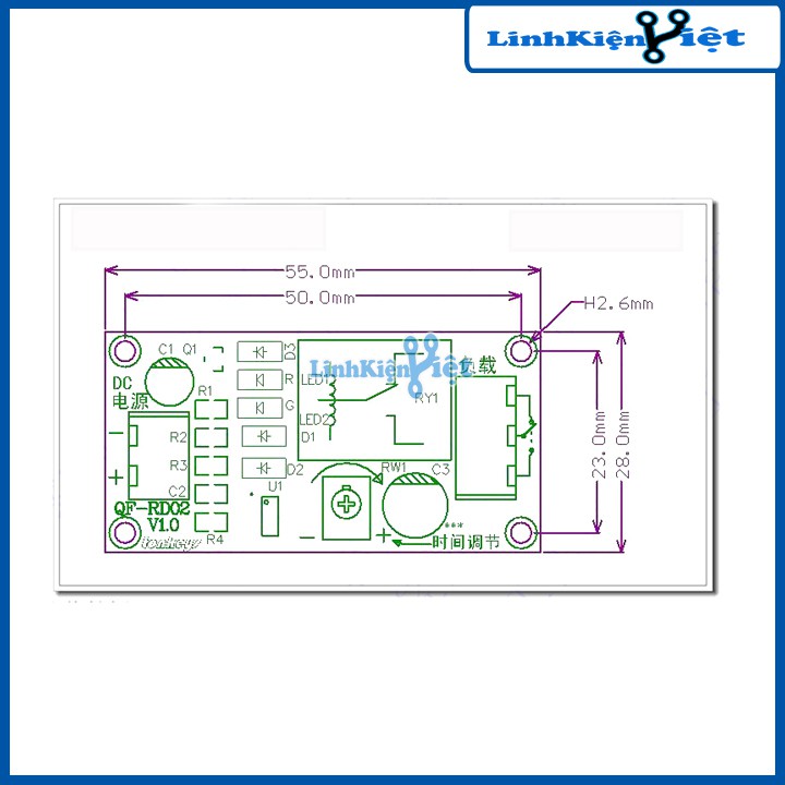 Module Tạo Trễ NE555 Đóng Cắt Relay 12VDC 0-60s