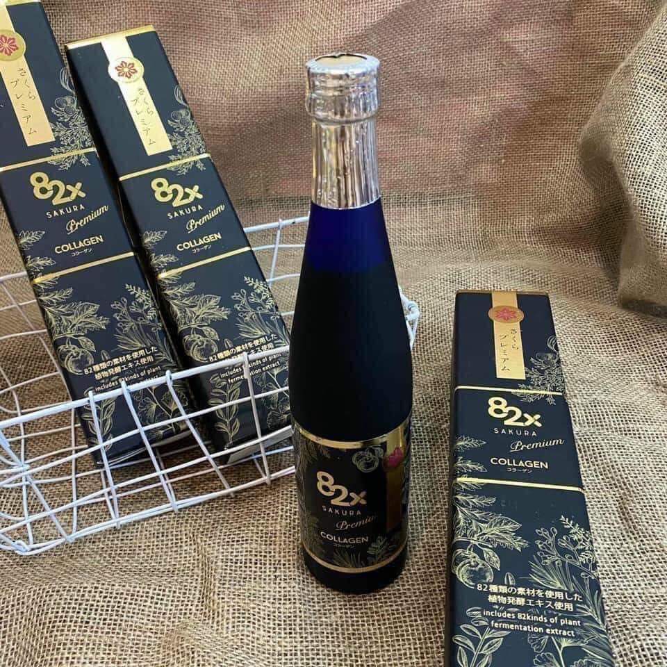 COLLAGEN 82X SAKURA PREMIUM Dòng Cao Cấp Nhật Bản Dạng Nước 120.000mg Collagen Peptide Từ Cá Và 82 Loại Thực Vật
