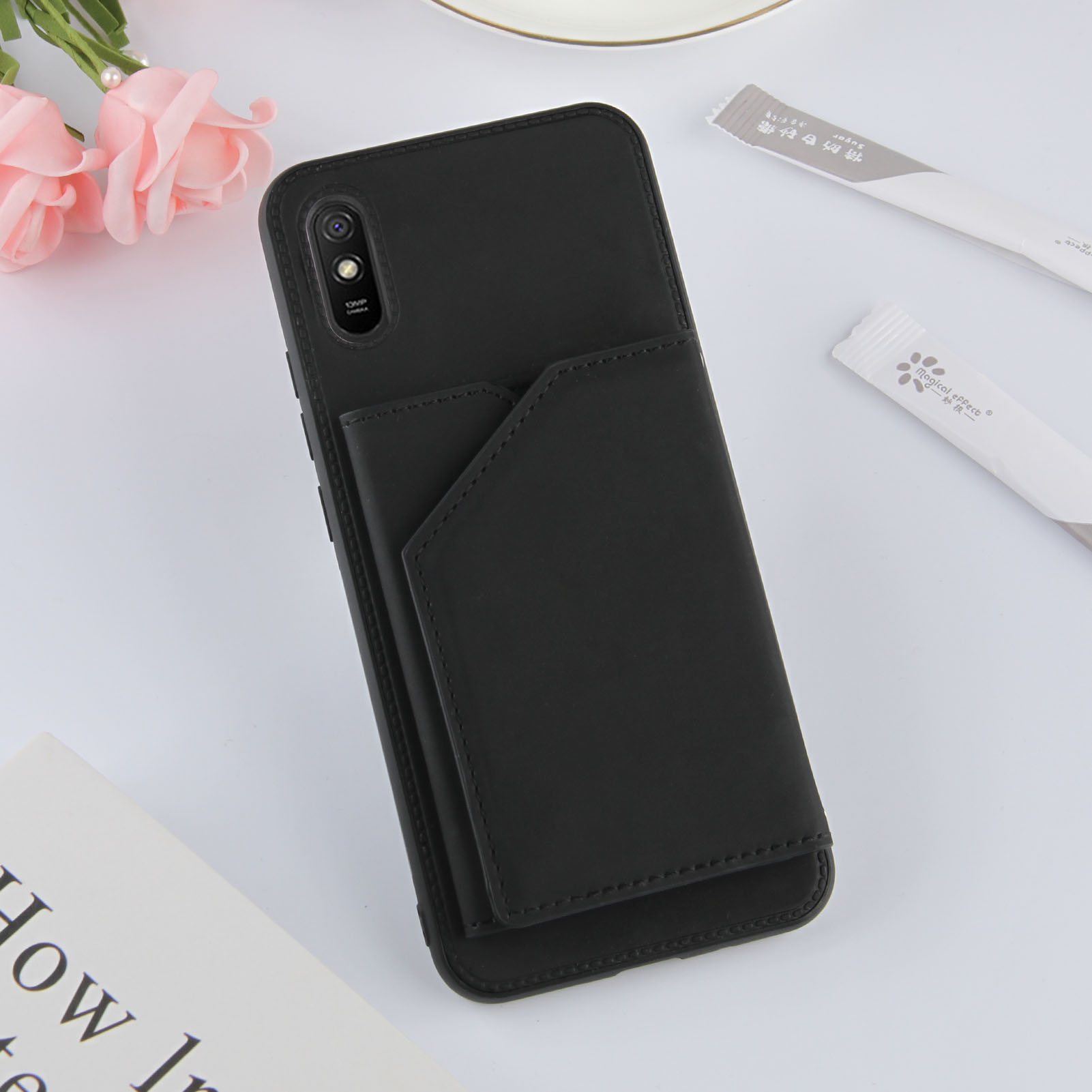 Bao Da Điện Thoại Mềm Màu Trơn Có Ngăn Đựng Thẻ Cho iPhone 14 13 pro max 13 Mini