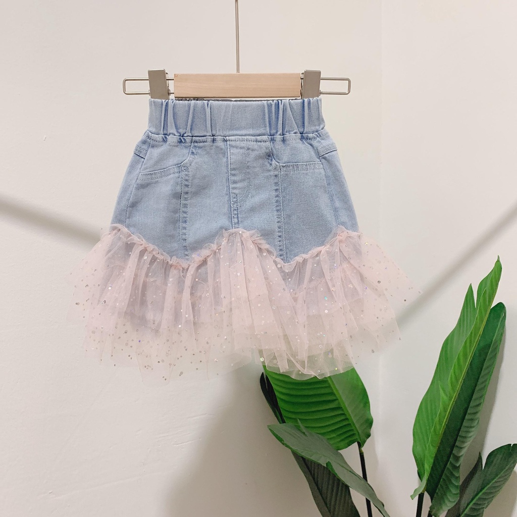 Mới Chân Váy Denim Mỏng Thời Trang 2022 Dành Cho Bé Gái