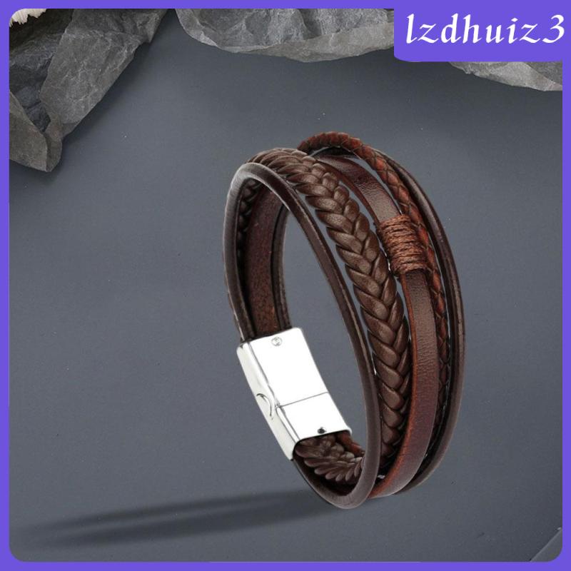 Vòng Đeo Tay Dây Da PU Bện lzdhuiz3 Dành Cho Nam