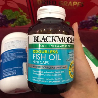 Bill Úc - DẦU CÁ KHÔNG MÙI BLACKMORES ODOURLESS FISH OIL1000MG 200 VIÊN MINI