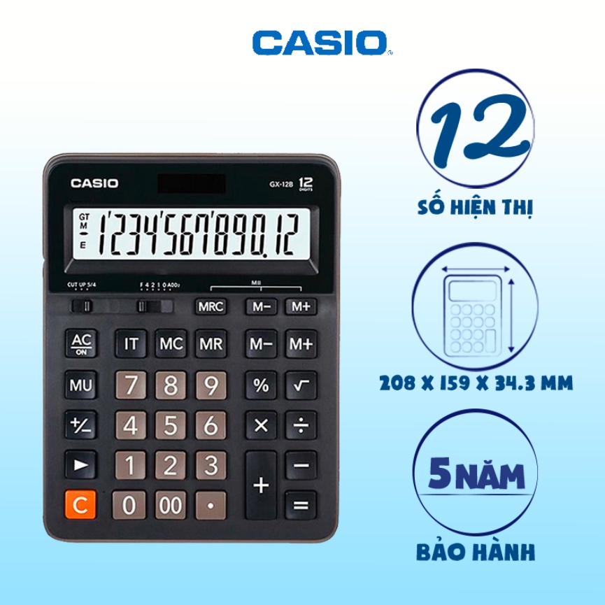 Máy tính Cỡ to 12 số Casio GX-12B Chính hãng BH 7 năm