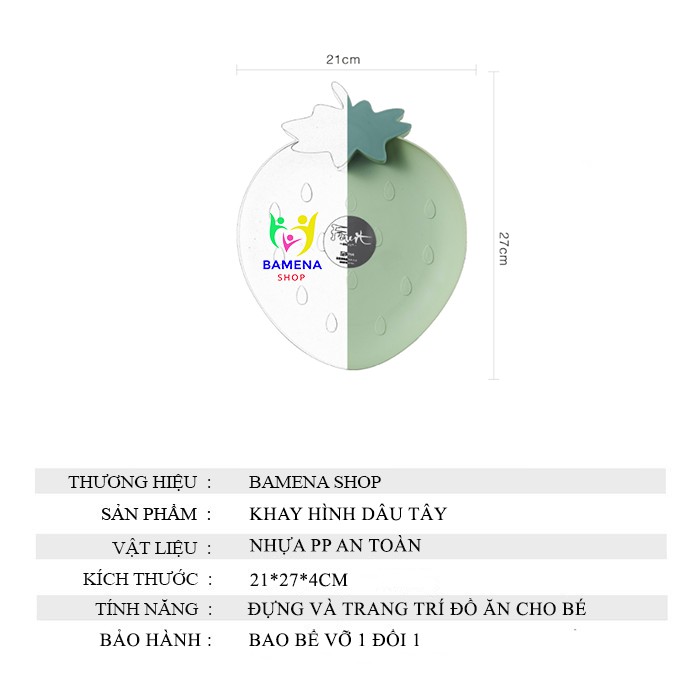 Khay ăn dặm hình dâu tây chống va đập, chống trầy xước giúp bé tự tập ăn AD55