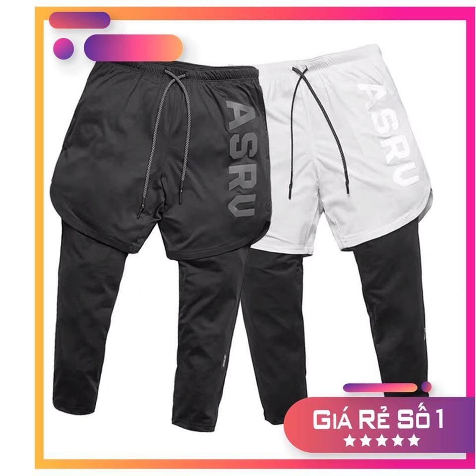 Quần tập gym 2 lớp ASRV _ Legging _ Quần thể thao nam [Ôm co dãn thoải mái]