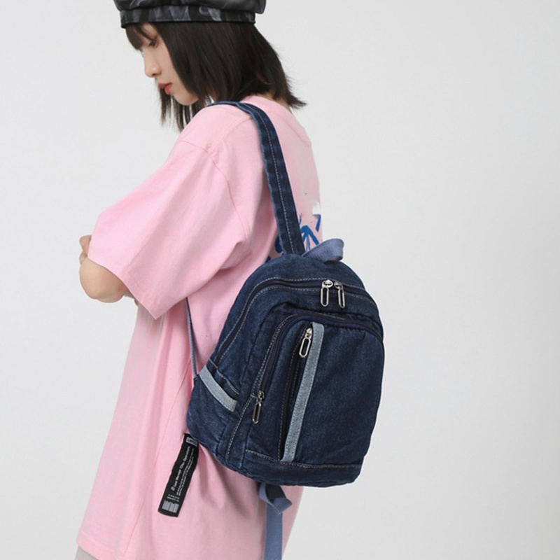 Ba Lô Vải Jean Xanh Cho Nữ Sinh