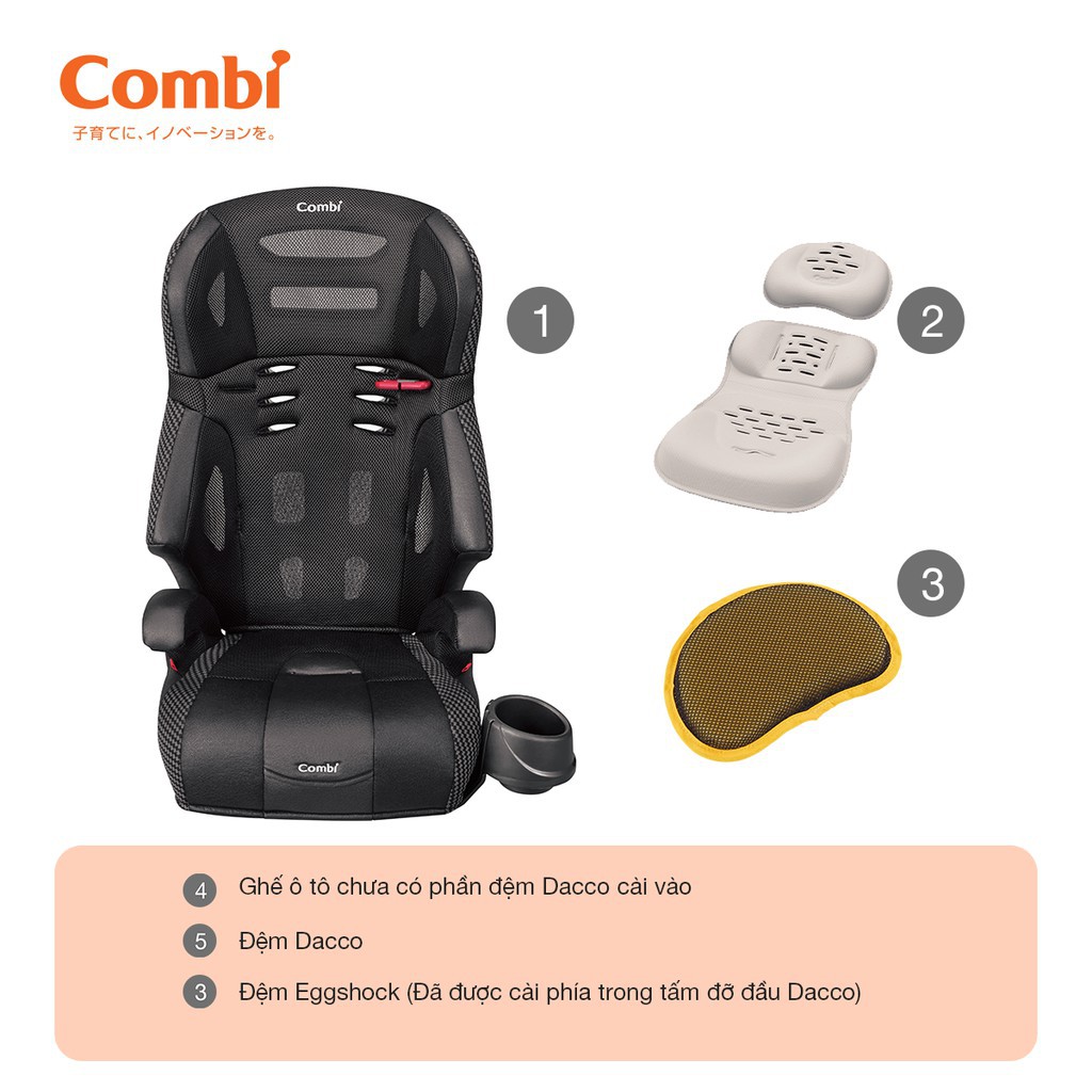 Ghế ngồi ô tô Combi Joytrip Plus màu black/ ghi nâu