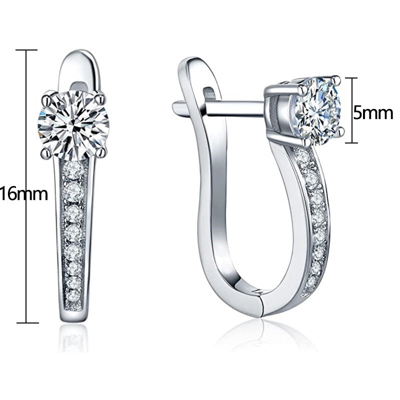 Khuyên Tai Tròn Mạ Bạc Đính Đá Zircon Phong Cách Đơn Giản