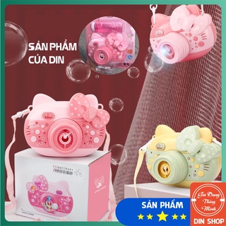 Máy Ảnh Thổi Bong Bóng Phát Nhạc 👑KITTY👑 Máy Ảnh Thổi Bóng Tự Động Kèm Xà Phòng, Đồ Chơi Ngoài Trời Có Đèn Cho Bé