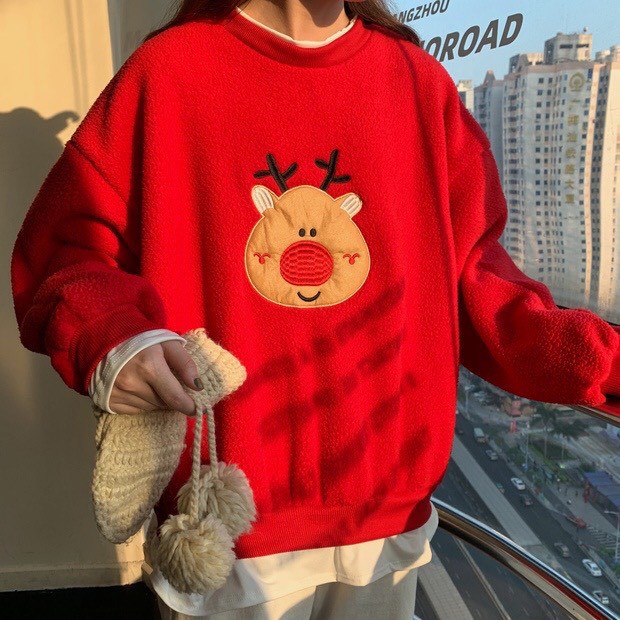 Áo Sweater Thêu Hình Họa Tiết Giáng Sinh Form Rộng Nhiều Màu Unissex | BigBuy360 - bigbuy360.vn