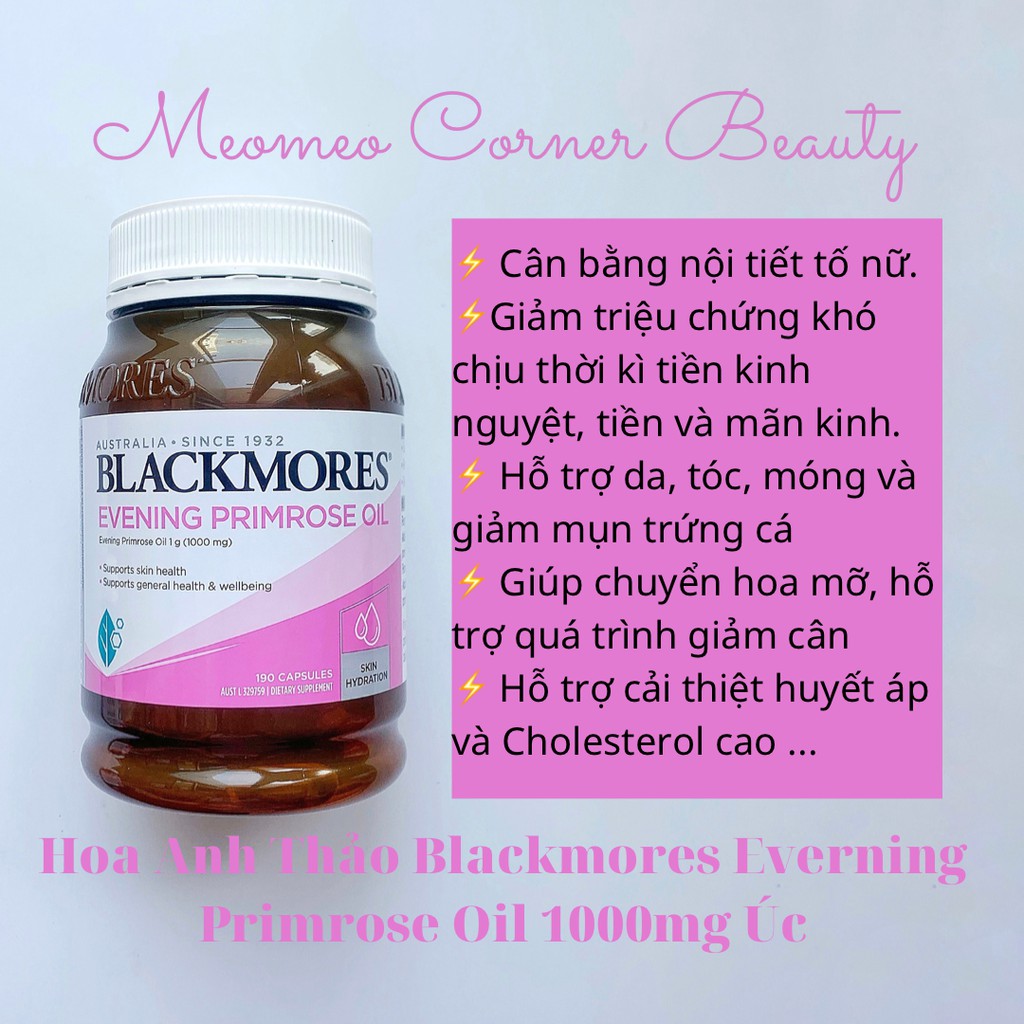 Viên Uống Tinh Dầu Hoa Anh Thảo Blackmores Evening Primrose Oil 190 Viên | BigBuy360 - bigbuy360.vn