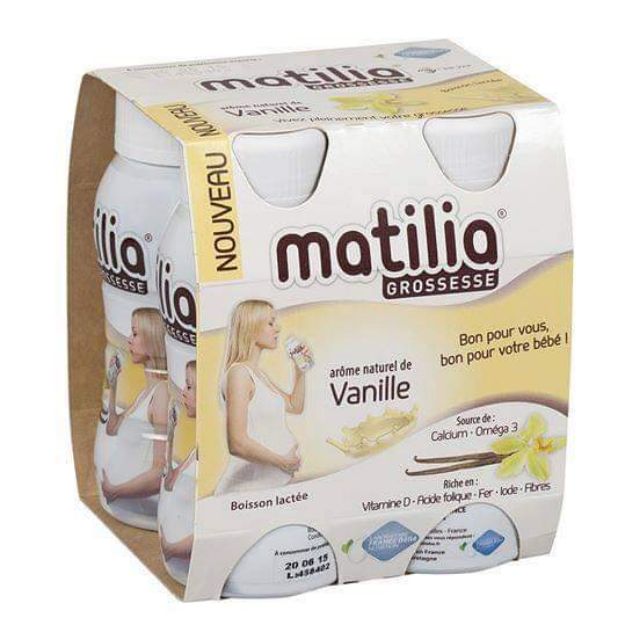  (Date 3/2022) Combo 24 chai sữa bầu Mattila Pháp vị vani chai 200ml