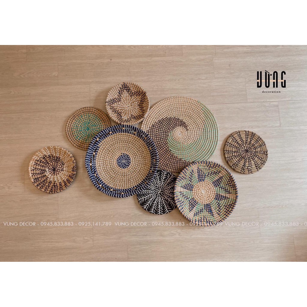 Sét Đĩa Cói Trang Trí VỪNG DECOR. Trang Trí Nhà, Quán Cà Phê, Nhà Hàng, HomeStay - Hàng VNXK