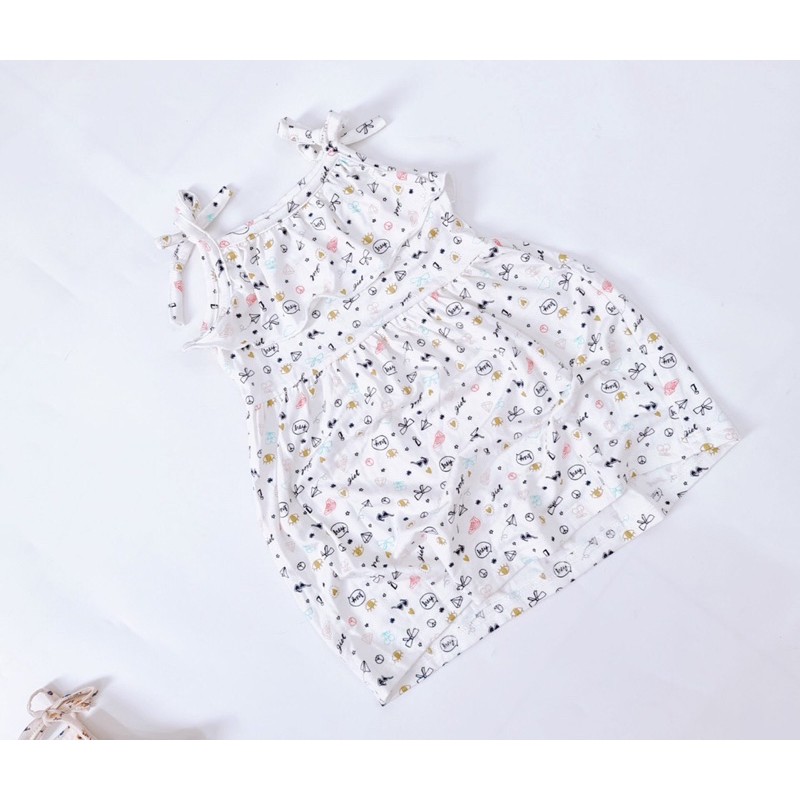 Váy maxi 2 dây bèo ngực bé gái chất cotton mát