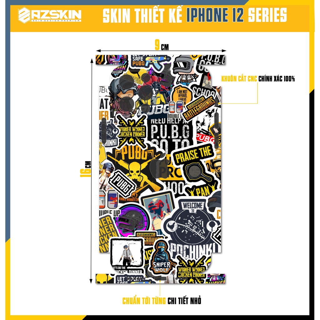 Miếng Dán Full Lưng Viền IPhone 12 Min - 12 Pro Max PUPG |SK_IPPT101| Chất Liệu Nhập Khẩu, Khuôn Cắt CNC, Dễ Dán Tại Nhà