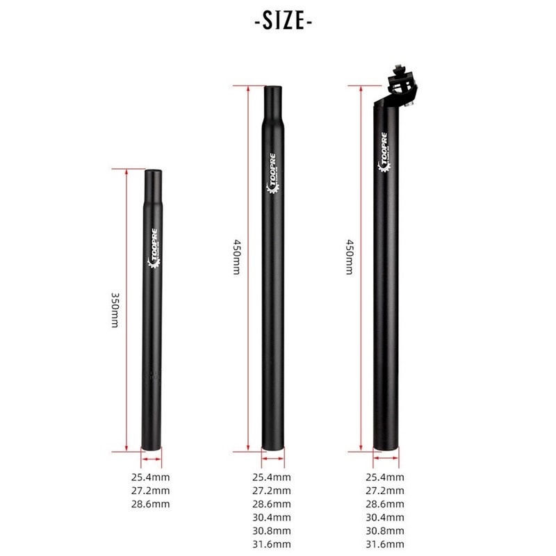 Cốt yên xe đạp leo núi TOOPRE 25.4-31.6mm bằng hợp kim nhôm 350/450mm chuyên dụng chấ