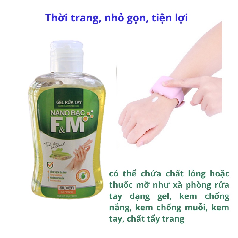 Vòng đeo tay đựng dung dịch sát khuẩn, nước rửa tay nhỏ gọn tiện lợi mọi lúc, Vòng đeo tay silicon đựng nước rửa tay khô