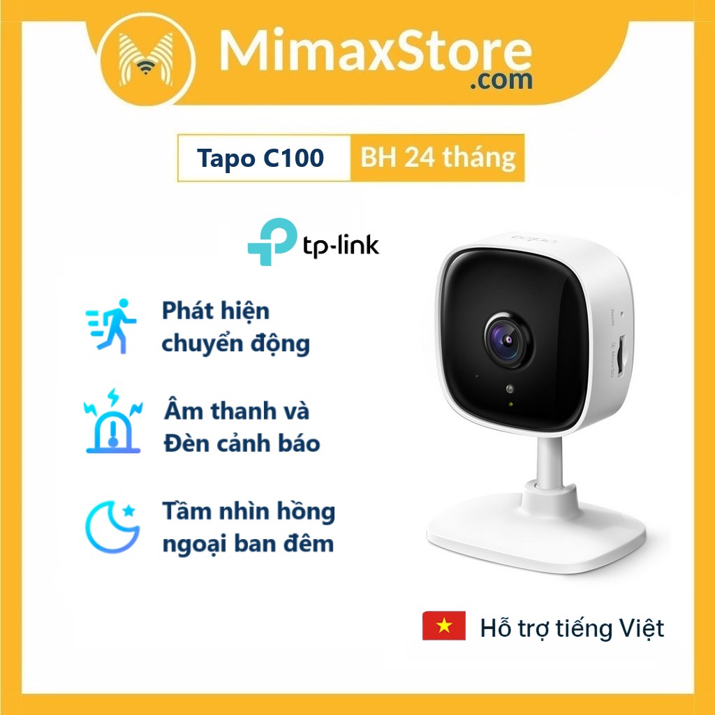 [Hỏa Tốc - HCM] Camera IP Wifi TP-Link Tapo C100 1080p 2MP | Hàng Chính Hãng | Bảo Hành 24 TH | MIMAX STORE