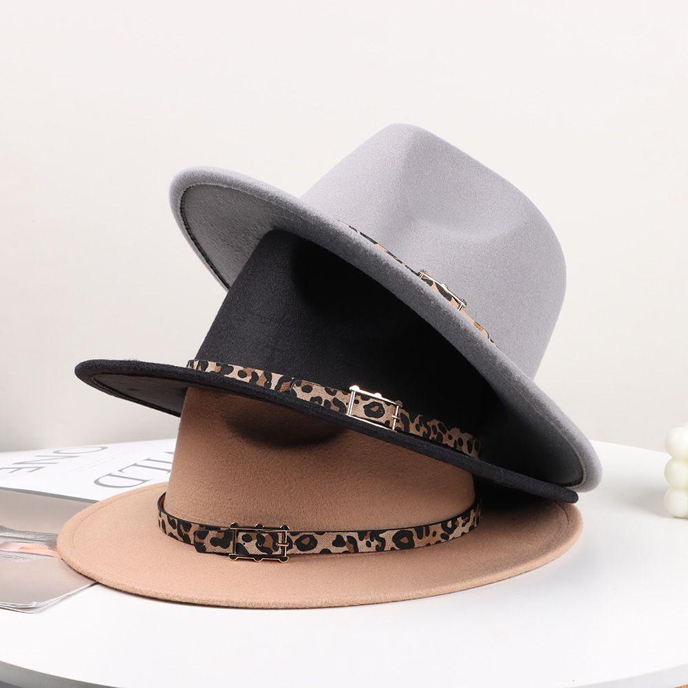 JUNE Mũ Rộng Vành Vải Nỉ Phối Khóa Cài Xinh Xắn Hợp Thời Trang Cho Bạn Gái