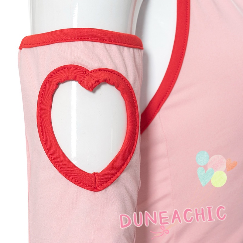 DUNEA Đầm hồng hở lưng có găng tay thời trang cá tính